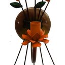 Ver imagem 3 de Luminária de Parede para Sala de Jantar em Ferro Artesanal e Flores - Laranja