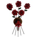 Ver imagem 1 de Luminária de Parede para Sala de Jantar em Ferro Artesanal e Flores - Vermelho Escuro