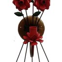 Ver imagem 3 de Luminária de Parede para Sala de Jantar em Ferro Artesanal e Flores - Vermelho Escuro