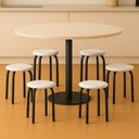 Ver imagem 2 de Banqueta Cozinha Baixa Empilhável Industrial Kit 6 Jully Preto/branco D03 - D’Rossi