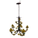 Ver imagem 2 de Lustre para Sala de Jantar Flores de Ferro Artesanal Rustico - Amarelo