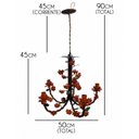 Ver imagem 3 de Lustre para Sala de Jantar Flores de Ferro Artesanal Rustico - Laranja
