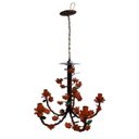 Ver imagem 2 de Lustre para Sala de Jantar Flores de Ferro Artesanal Rustico - Laranja