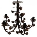 Ver imagem 1 de Lustre para Sala de Jantar Flores de Ferro Artesanal Rustico - Verniz