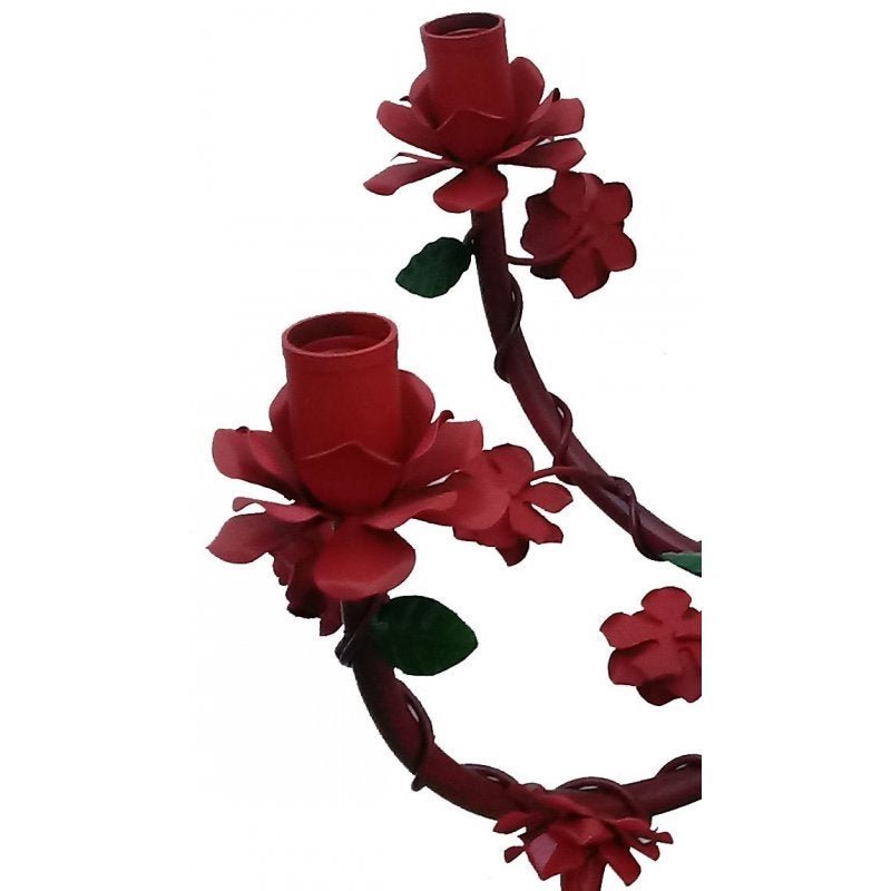 Lustre para Sala de Jantar Flores de Ferro Artesanal Rustico - Vermelho Escuro - 5
