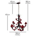 Ver imagem 3 de Lustre para Sala de Jantar Flores de Ferro Artesanal Rustico - Vermelho Escuro