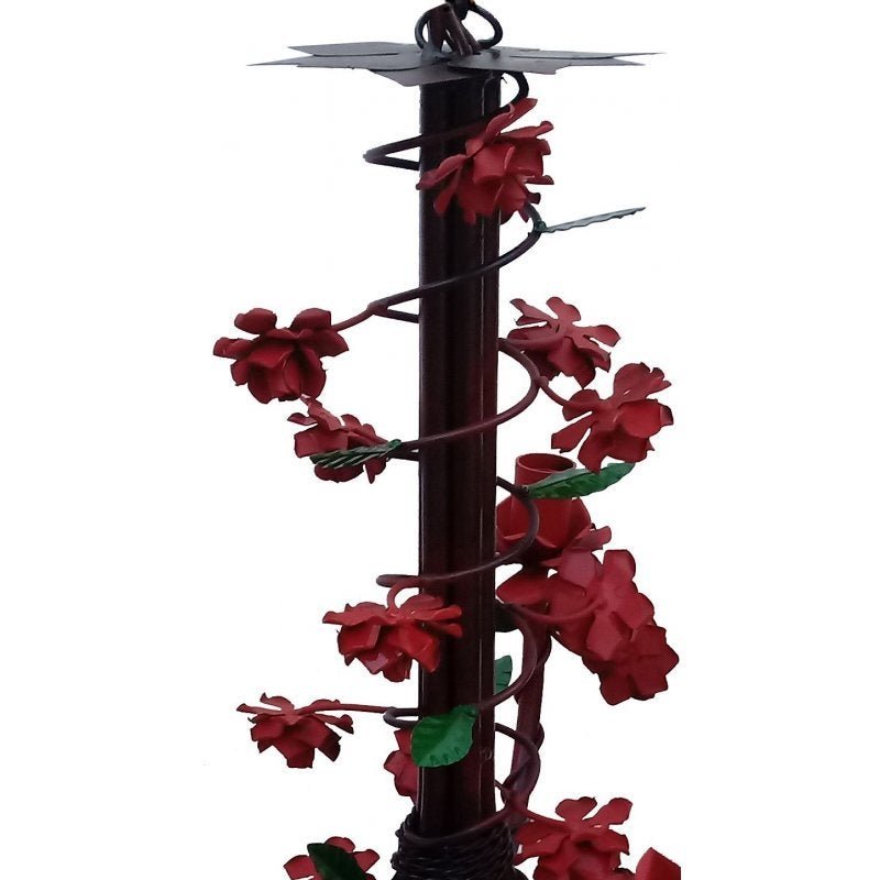 Lustre para Sala de Jantar Flores de Ferro Artesanal Rustico - Vermelho Escuro - 6