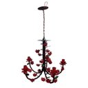 Ver imagem 2 de Lustre para Sala de Jantar Flores de Ferro Artesanal Rustico - Vermelho Escuro