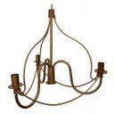 Ver imagem 3 de Lustre para Sala de Estar Artesanal de Ferro Rustico 3 Bocais Cecília - Dourado
