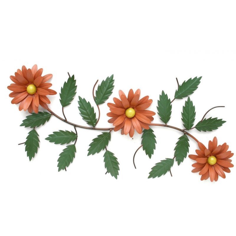 Arranjo Flores Coloridas Rusticas Decoração de Parede Quarto - Laranja - 1