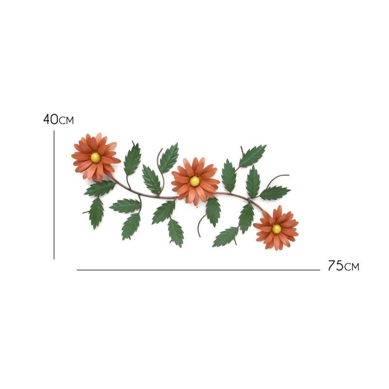 Arranjo Flores Coloridas Rusticas Decoração de Parede Quarto - Laranja - 2