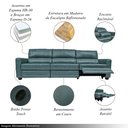 Ver imagem 3 de Sofá Sala de Cinema Elétrico Maldivas Reclinável Retrátil 4 Lugares 281cm Couro Azul Majestic G40 -