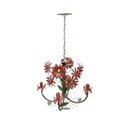 Ver imagem 2 de Luminária de Teto com Flores para Sala de Jantar em Ferro Envelhecida - Vermelho Escuro