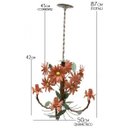 Ver imagem 3 de Luminária Sala de Jantar Rustica em Ferro com Flores com 04 Bocas - Laranja