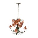 Ver imagem 2 de Luminária Sala de Jantar Rustica em Ferro com Flores com 04 Bocas - Laranja