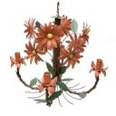 Ver imagem 1 de Luminária Sala de Jantar Rustica em Ferro com Flores com 04 Bocas - Laranja