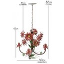 Ver imagem 3 de Luminária Sala de Jantar Rustica em Ferro com Flores com 04 Bocas - Vermelho Escuro