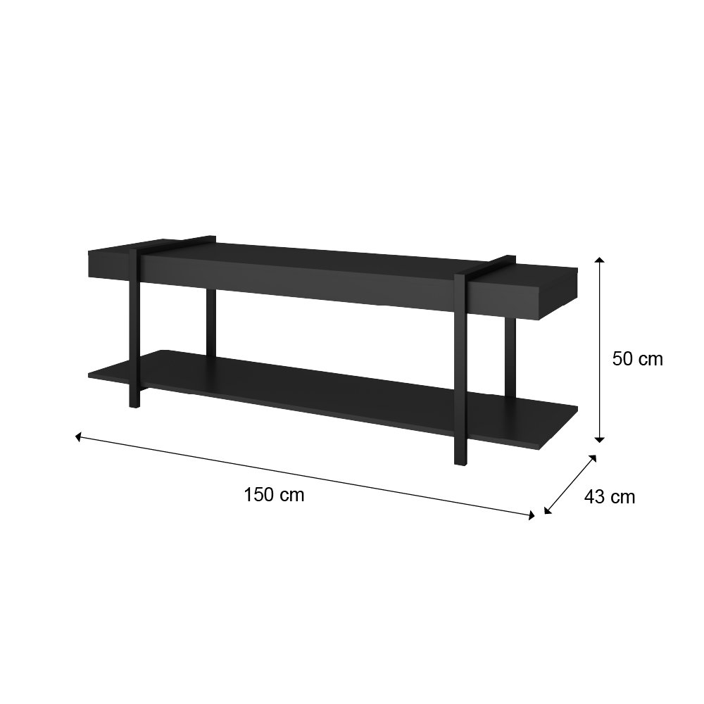 Rack para TV Habitat Preto e Tubos Pretos Carraro - 2