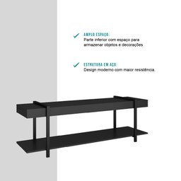Rack para TV Madeirado e Tubos Preto Carraro - 3