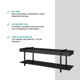 Rack para TV Madeirado e Tubos Preto Carraro - 4