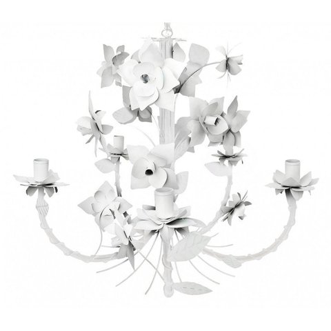 Luminária de Teto Artesanal Classica com Flores de Ferro Sala de Jantar - Branco