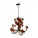 Ver imagem 3 de Lustre de Teto Simples Decorativo com Flores em Metal para Sala - Laranja