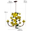 Ver imagem 3 de Lustre para Varanda Rustico Artesanal em Ferro e Lata com Flores - Amarelo