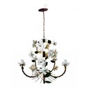 Ver imagem 2 de Lustre para Varanda Rustico Artesanal em Ferro e Lata com Flores - Branco & Verniz