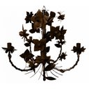 Ver imagem 1 de Lustre para Varanda Rustico Artesanal em Ferro e Lata com Flores - Verniz