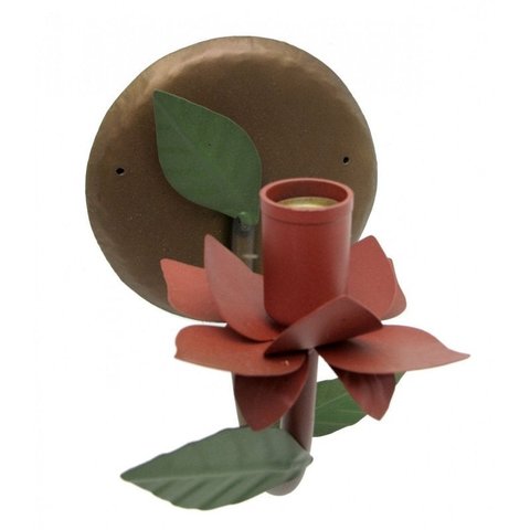 Arandela de Ferro de Parede para Quarto Artesanal com Flor - Vermelho Escuro