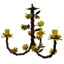 Ver imagem 1 de Lustre de Sala de Tv Artesanal com Flores de Ferro Rustico Leve - Amarelo