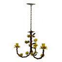 Ver imagem 3 de Lustre de Sala de Tv Artesanal com Flores de Ferro Rustico Leve - Amarelo