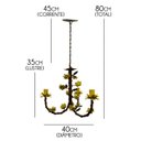Ver imagem 2 de Lustre de Sala de Tv Artesanal com Flores de Ferro Rustico Leve - Amarelo