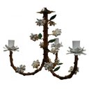 Ver imagem 1 de Lustre de Sala de Tv Artesanal com Flores de Ferro Rustico Leve - Branco
