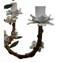 Ver imagem 6 de Lustre de Sala de Tv Artesanal com Flores de Ferro Rustico Leve - Branco
