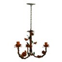 Ver imagem 3 de Lustre de Sala de Tv Artesanal com Flores de Ferro Rustico Leve - Laranja
