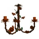 Ver imagem 1 de Lustre de Sala de Tv Artesanal com Flores de Ferro Rustico Leve - Laranja