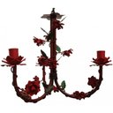 Ver imagem 1 de Lustre de Sala de Tv Artesanal com Flores de Ferro Rustico Leve - Vermelho Escuro