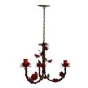 Ver imagem 2 de Lustre de Sala de Tv Artesanal com Flores de Ferro Rustico Leve - Vermelho Escuro