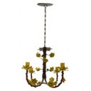 Ver imagem 2 de Lustre Rustico Artesanal em Ferro e Lata Decoração de Sala Pequena - Amarelo