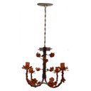Ver imagem 3 de Lustre Rustico Artesanal em Ferro e Lata Decoração de Sala Pequena - Laranja