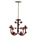 Ver imagem 2 de Lustre Rustico Artesanal em Ferro e Lata Decoração de Sala Pequena - Vermelho Escuro
