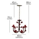 Ver imagem 3 de Lustre Rustico Artesanal em Ferro e Lata Decoração de Sala Pequena - Vermelho Escuro