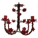 Ver imagem 1 de Lustre Rustico Artesanal em Ferro e Lata Decoração de Sala Pequena - Vermelho Escuro