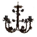 Ver imagem 1 de Lustre Rustico Artesanal em Ferro e Lata Decoração de Sala Pequena - Verniz