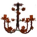 Ver imagem 1 de Lustre Estilo Floral de Ferro e Lata para Sala de Jantar Rustica - Laranja