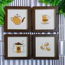 4 Quadros Decorativos Café Desenhos Cozinha Copa MDF 15x15:Marrom - 1