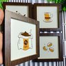 4 Quadros Decorativos Café Desenhos Cozinha Copa MDF 15x15:Marrom - 2