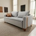 Ver imagem 1 de Sofá 2 Lugares Espanha Base Madeira Tecido Linho Cinza Claro Living 1,80m