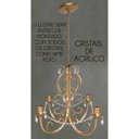 Ver imagem 2 de Pendente de Ferro Artesanal com Cristais Sala de Jantar e Tv Rustico 04 Bocais E27 - Dourado